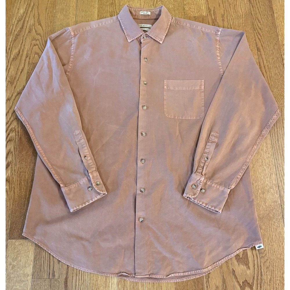 Peter Millar Mountainside Collection Chambray Shirt XL Mauve Cotton Silk Blend - Picture 3 of 8